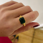 ‘Celeste’ - Chunky Emerald Gold Ring