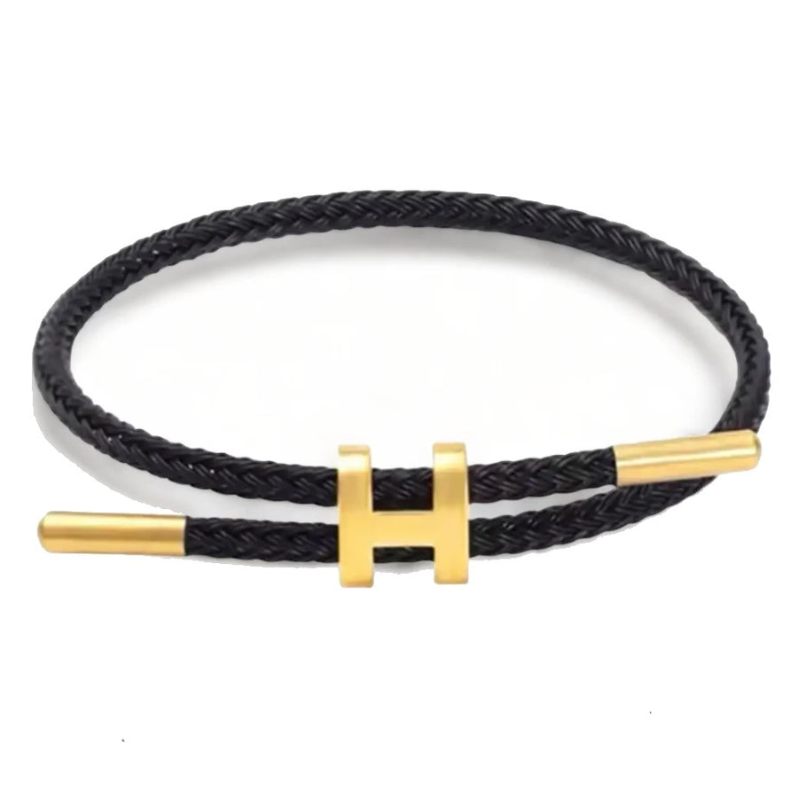 Adjustable ‘H’ Braided Rope Bracelet (Black)