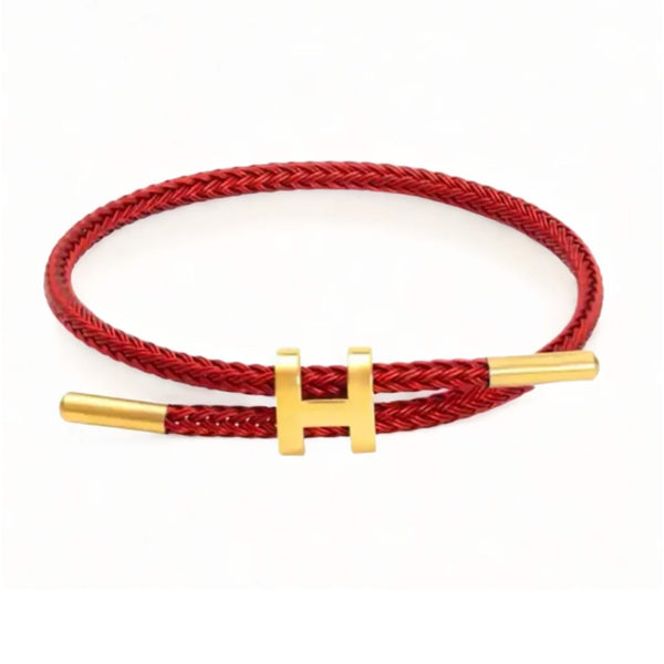 Adjustable ‘H’ Braided Rope Bracelet (Red)