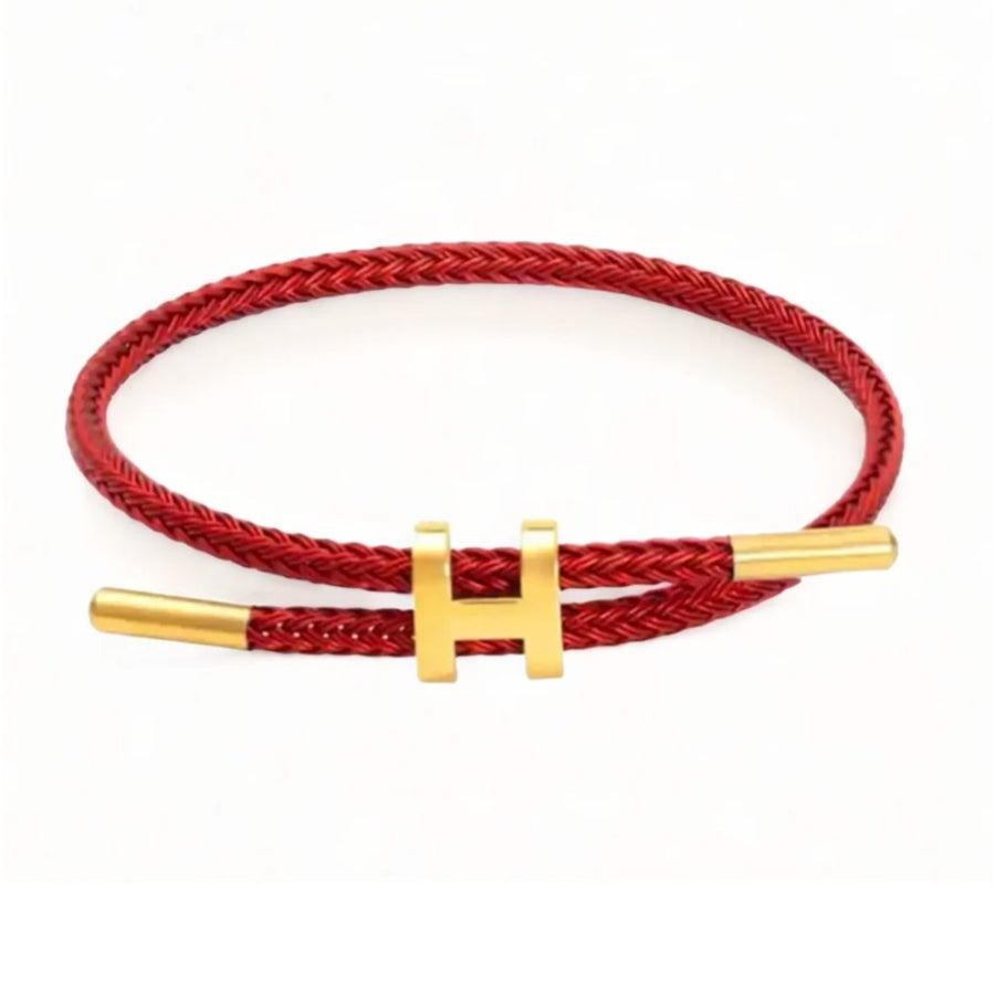 Adjustable ‘H’ Braided Rope Bracelet (Red)