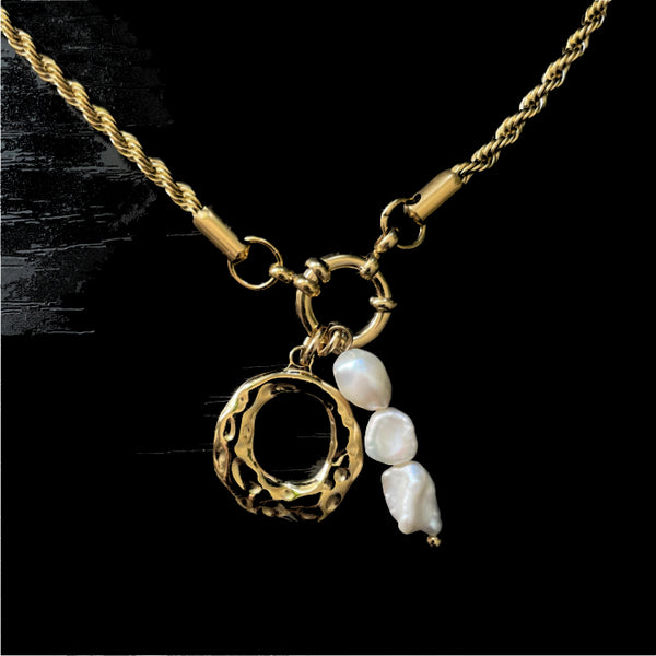 Hammered Gold Charm with Cut Out