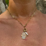 ‘Hamsa’ Hand Multi-Coloured Stone Pendant