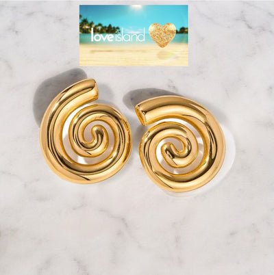 ‘Love Island’ Gold Spiral Stud Earrings