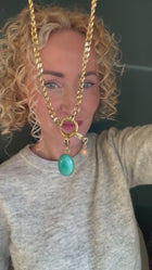 Monica - Blue Turquoise and Sun Charm Necklace