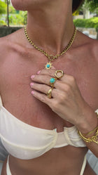 Turquoise Stone Basket Weave Open Ring