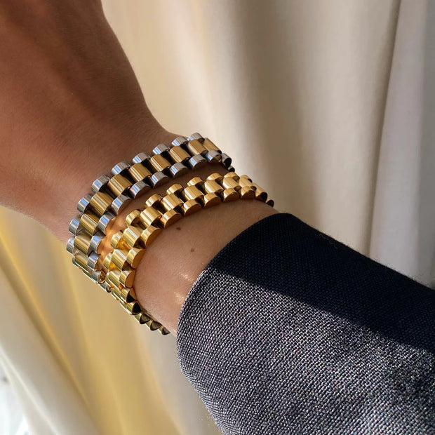 Chunky Gold Watch Strap Style Bracelet